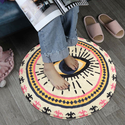 Olivenorma Round Pink Evil Eye Rugs Non-Slip Carpet