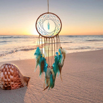 Olivenorma Turquoise Handmade Traditional Feather Dream Catcher - image 2