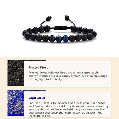 Natural Crystal Stone Healing Bracelet - Frosted Stone&Lapis Lazuli - image 9