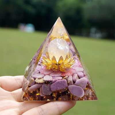 Olivenorma Lepidolite With Rose Quartz Healing Orgone Pyramid