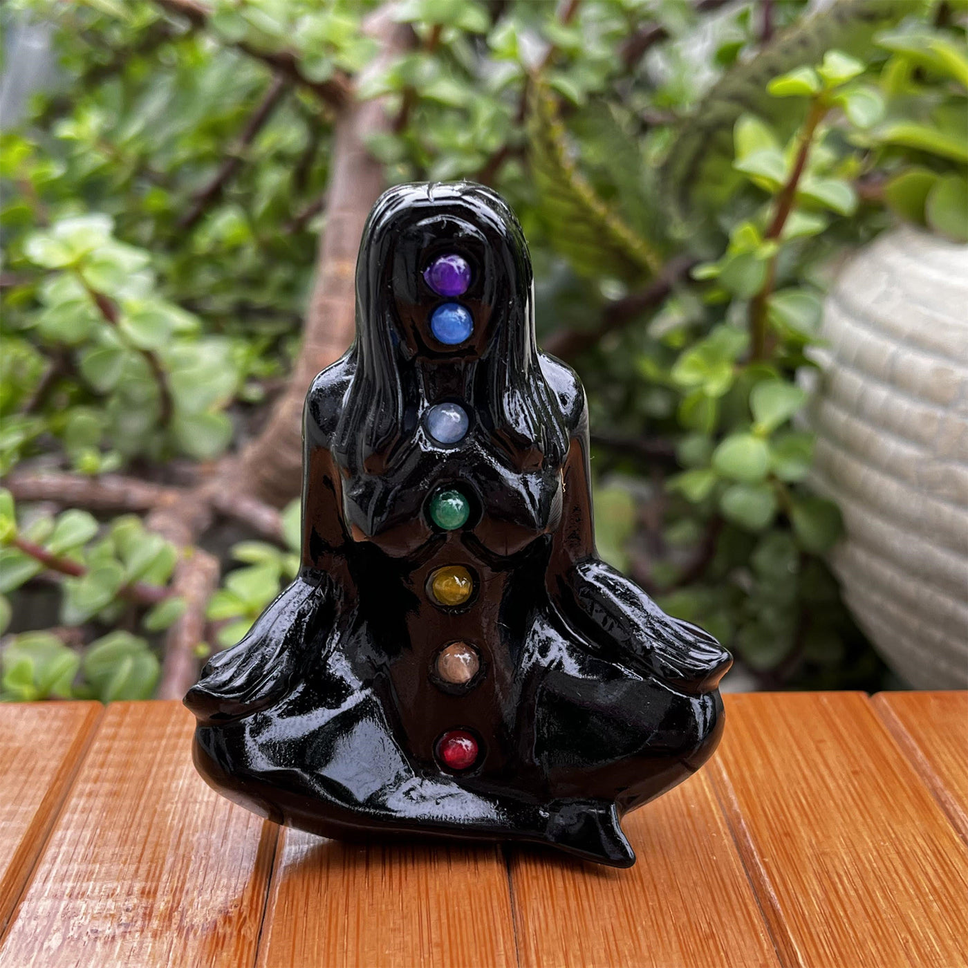 Olivenorma Obsidian Chakra Yoga Goddess Pagan Gemstone Decoration