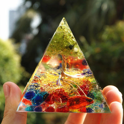 Olivenorma Fluorite Peridot Tree Of Life Orgone Pyramid