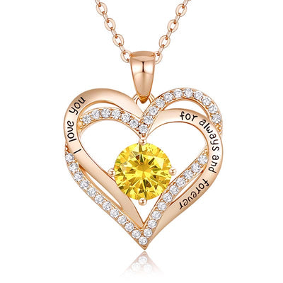 Olivenorma "I love you for always and forever" - Birtshtone Heart Necklace - Rosegold - November - image 14