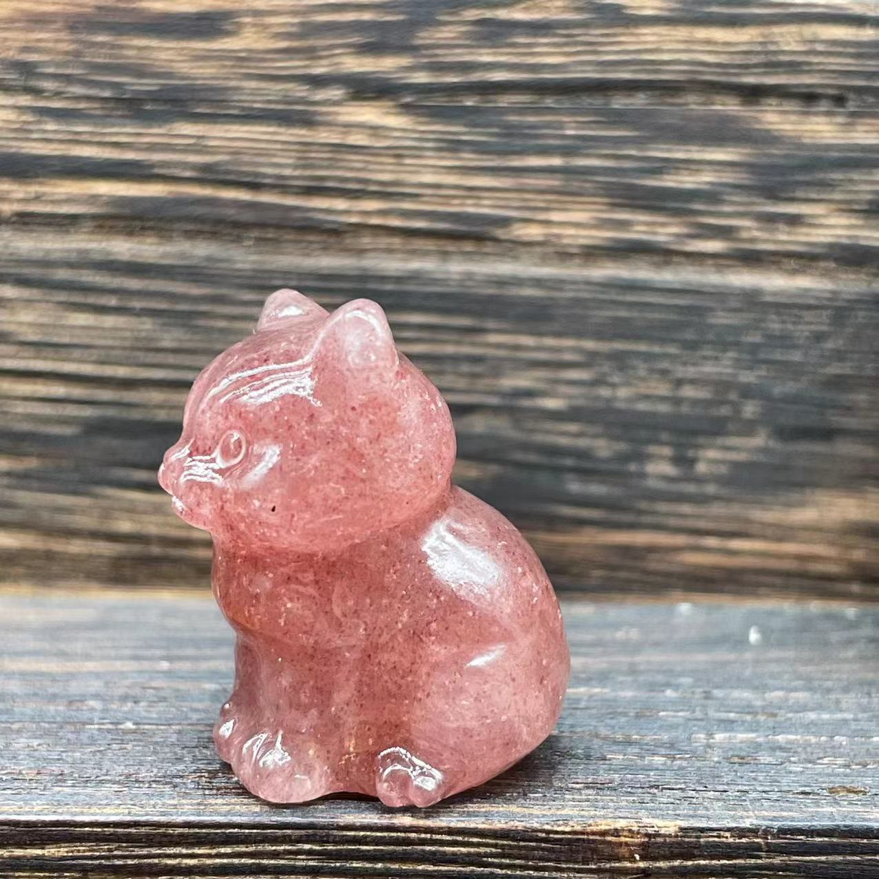 Olivenorma Natural Stone 1.2 Inch Cute Kitten Gemstone Decoration