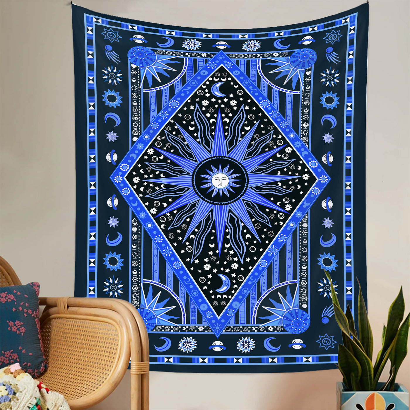 Olivenorma Sun Rays Moon Bohemia Tapestry