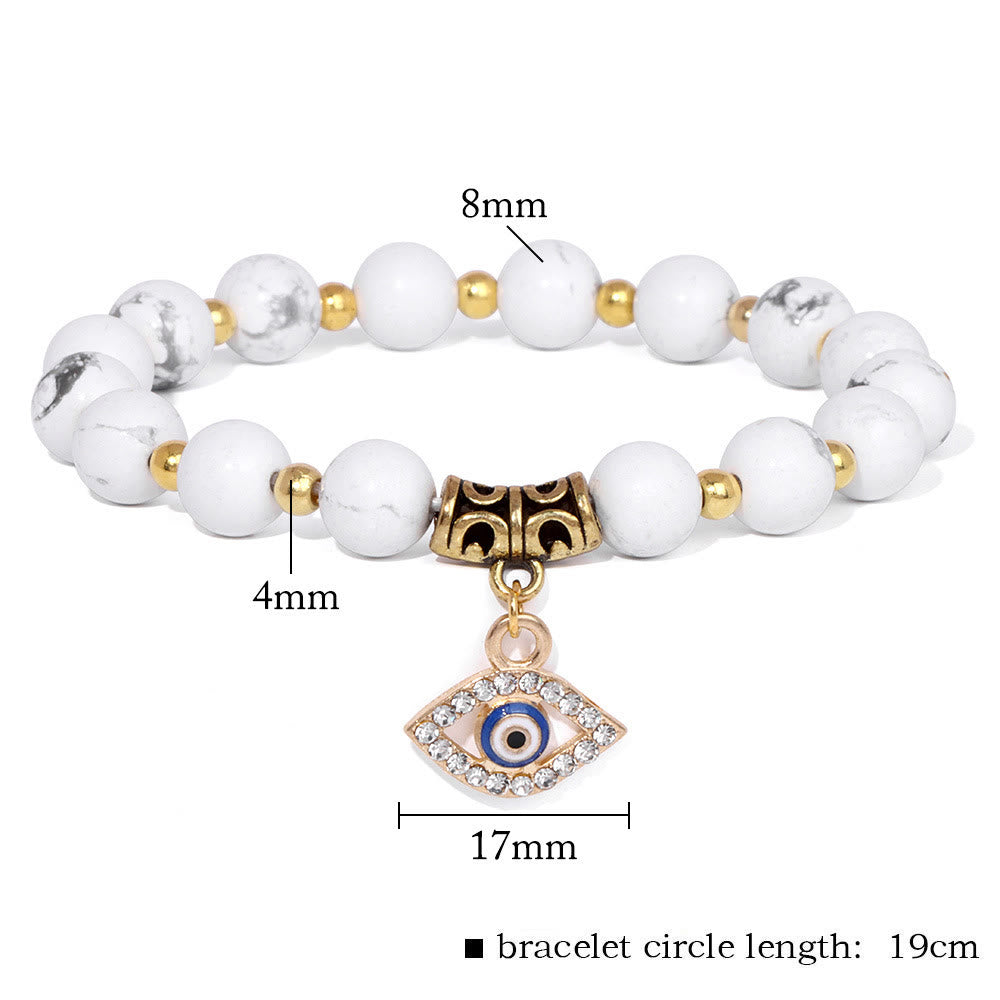 Olivenorma Natural Stone Beaded Evil Eye Pendant Bracelet