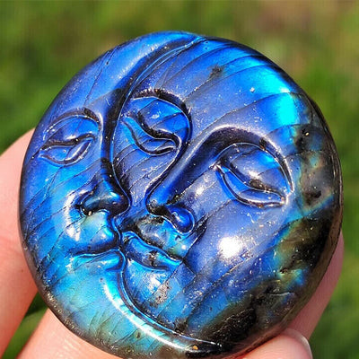 Olivenorma Natural Labradorite Moon Face Ornaments Gemstone Decoration