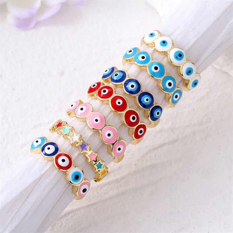 Olivenorma Epoxy Resin Evil Eye Adjustable Ring