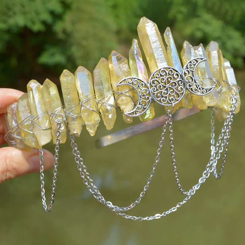 Olivenorma Cresent Moon Goddess Natural Crystal Crown