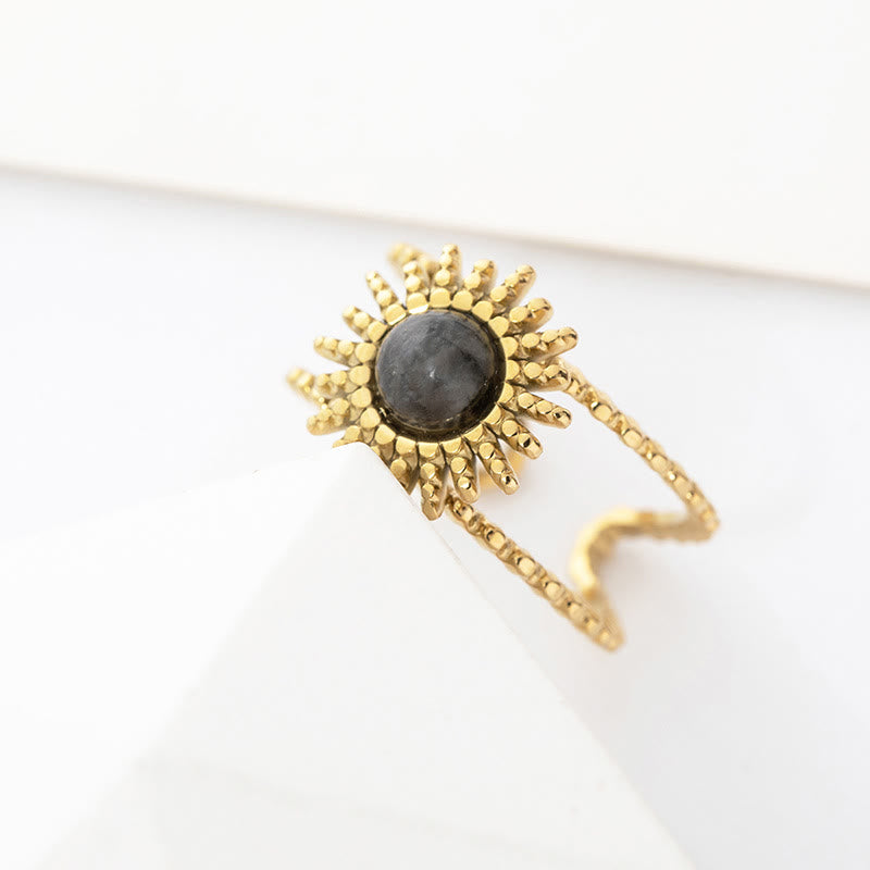 Olivenorma Sunflower Double Row Eight Pointed Star Gem Ring