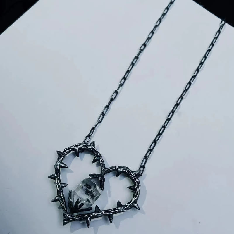 Olivenorma "Witch's Heart"-Clear Crystal Thorn Heart Necklace