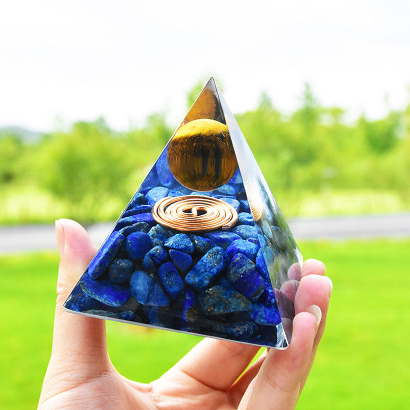 Olivenorma Lapis Lazuli Tiger Eye Orgone Pyramid