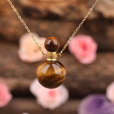 Olivenorma Round Stone Perfume Bottle Pendant Pendants Necklace