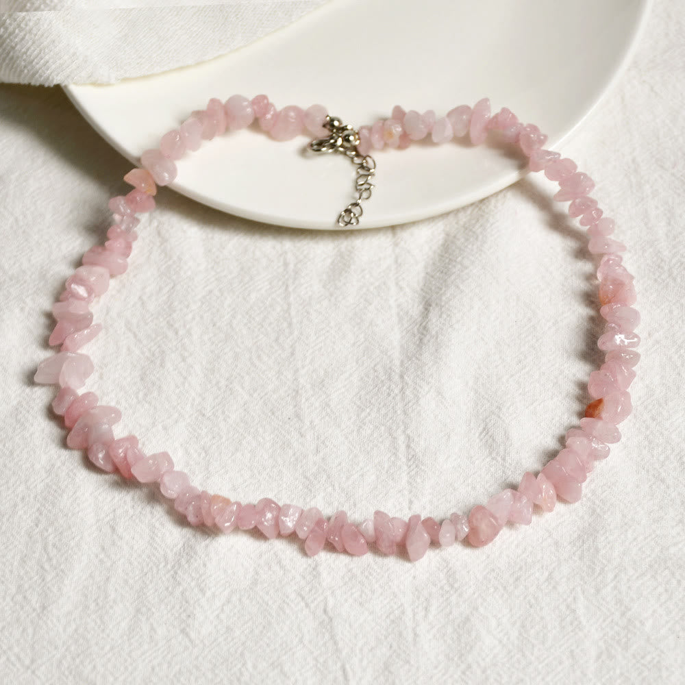 Olivenorma Irregular Shaped Polished Crystal Stone Necklace - Rose Quartz - image 11
