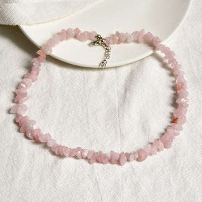 Olivenorma Irregular Shaped Polished Crystal Stone Necklace - Rose Quartz - image 11