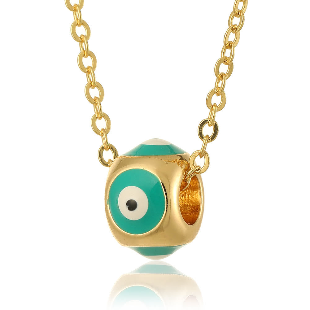 Olivenorma Oil Dripping Round Evil Eye Pendant Necklace