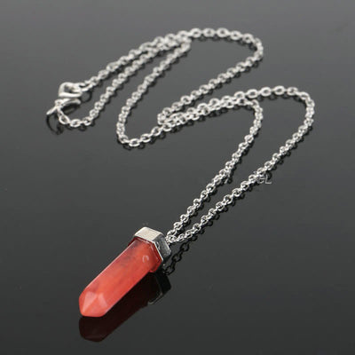 Olivenorma Natural Carnelian Pencil Pendant Crystal Necklace