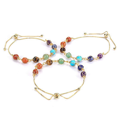 Chakra Natural Golden Color Adjustable Yoga Bracelet