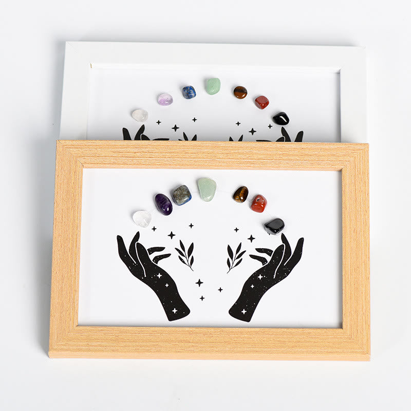 Olivenorma Hands Chakra Stone Crystal Wooden Photo Frame Decoration