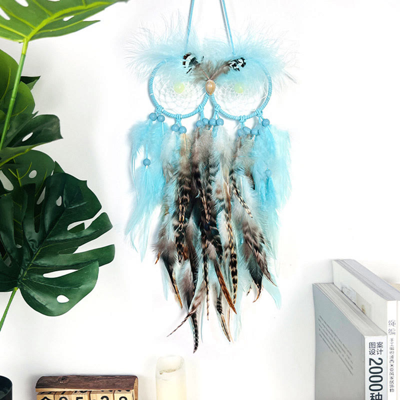 Olivenorma Prehnite Owl Shape Blue Dream Catcher