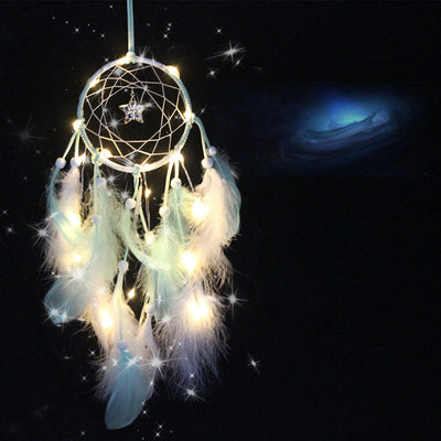 Olivenorma LED Light Colored Feather Dream Catcher