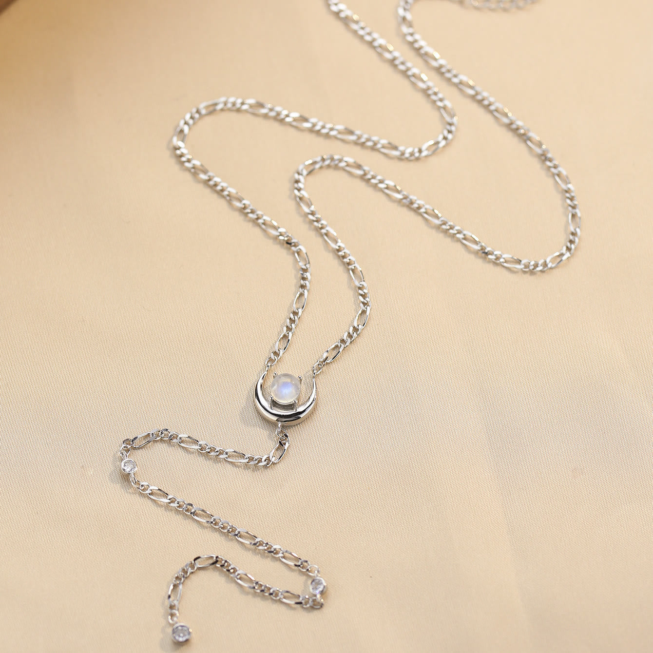 Olivenorma Moonstone Moon Long Chain Pendant Necklace