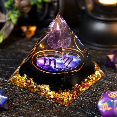 Olivenorma Amethyst Ball Obsidian Gravel Zodiac Scorpio Orgone Pyramid