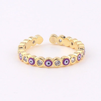 Olivenorma Colorful Evil Eye White Zircon Adjustable Ring