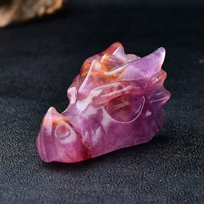 Olivenorma 3.2 Inch Dragon Head Skull Gemstone Decoration