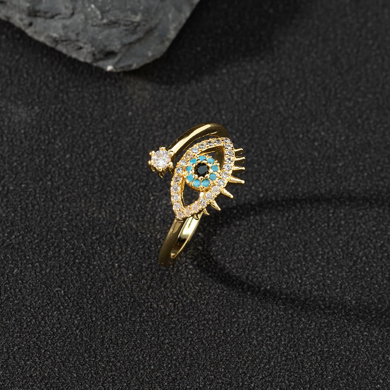 Olivenorma White Zircon Ring Evil Eye Adjustable Ring