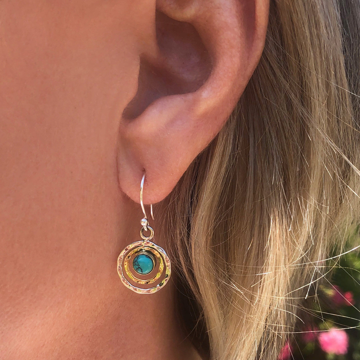 Circular Cutout Earrings with Gemstones