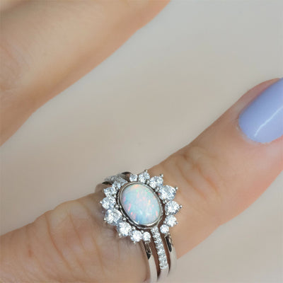 Olivenorma Opal Stacking Three Layer Ring Ring