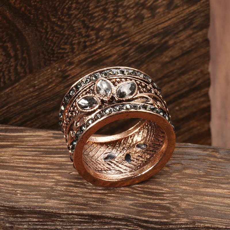 Olivenorma Bronze Gold Bohemian Gray Moonstone Ring