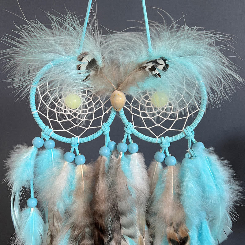 Olivenorma Prehnite Owl Shape Blue Dream Catcher