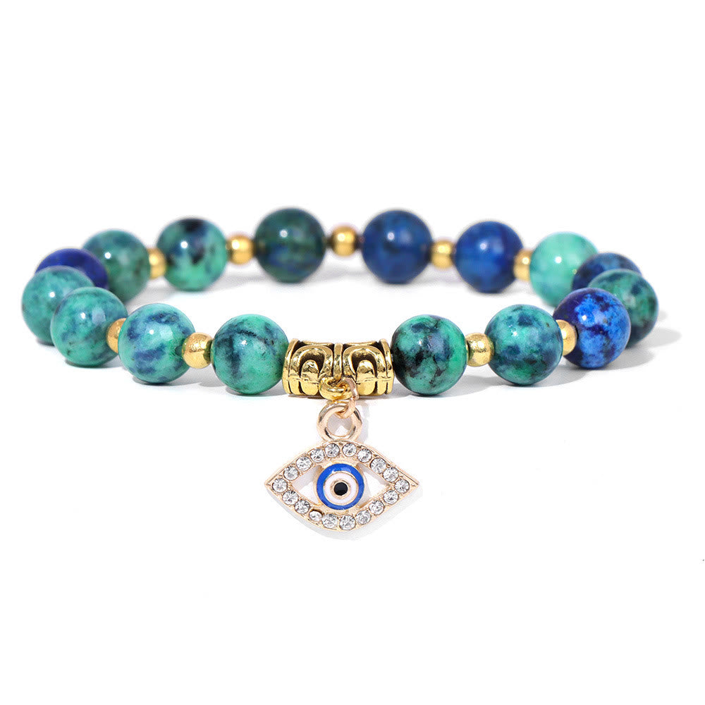 Olivenorma Natural Stone Beaded Evil Eye Pendant Bracelet