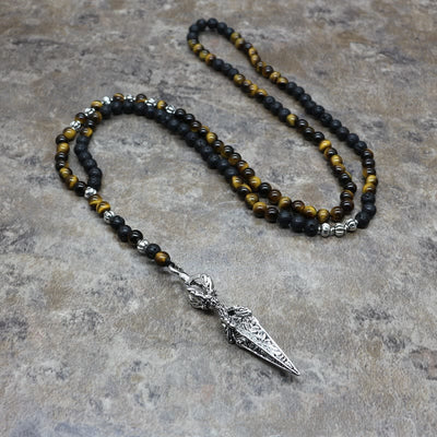 Olivenorma Tiger Eye Lava Stone Alloy Arrow Pendant Necklace