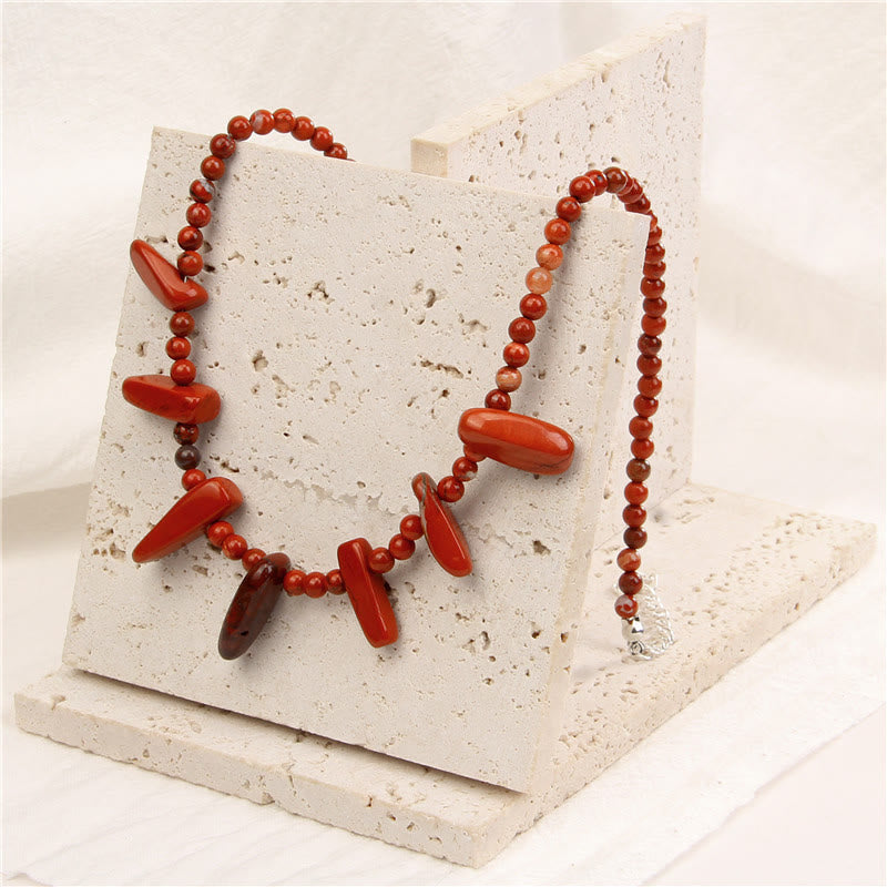 Olivenorma 4mm Bead Natural Tusk Stone Bohemian Necklace