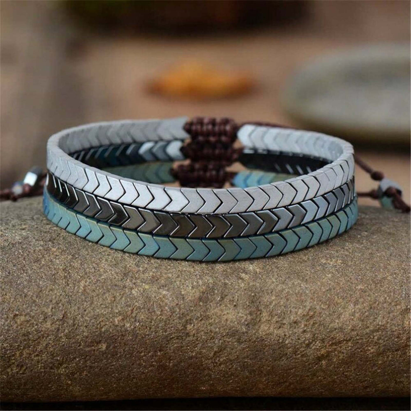 Olivenorma Adjustable Matte Hematite Arrows Bracelet - Set of 3 - image 1