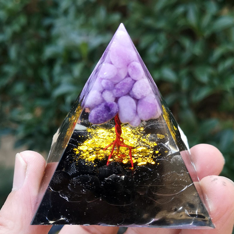 Olivenorma Purple Jade Obsidian Tree Of Life Orgone Pyramid