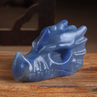Olivenorma Crystal Stone Carving Dragon Head Gemstone Decoration - Sodalite - 8cm - image 7