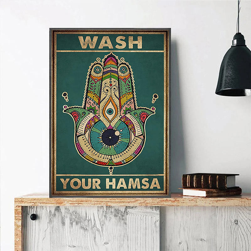 Olivenorma Chakra Yoga "WASH YOUR HAMSA" Evil Eye Poster