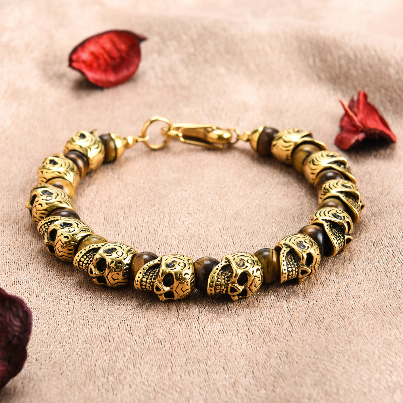 Olivenorma Natural Tiger Eye Handmade 925 Sterling Silver Bracelet