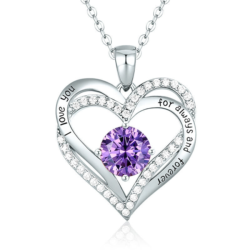 Olivenorma "I love you for always and forever" - Birtshtone Heart Necklace - Silver - February - image 17