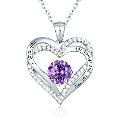 Olivenorma "I love you for always and forever" - Birtshtone Heart Necklace - Silver - February - image 17