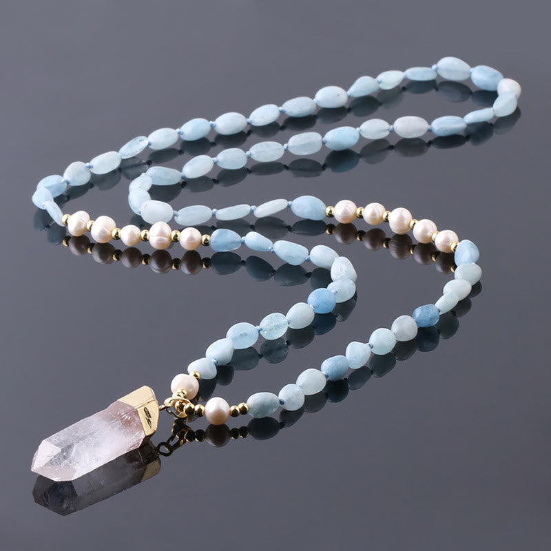 Olivenorma Irregular Crystal Column Pendant Long Necklace