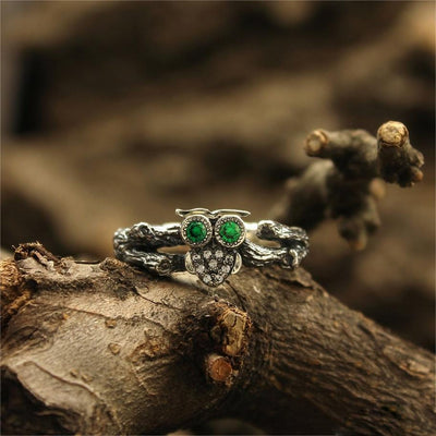 Olivenorma Emerald Owl On The Branch Engagement Ring - AU Size T1/2 (US 10) - image 0