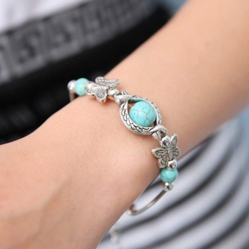 Olivenorma Turquoise Sphere Butterfly Bracelet