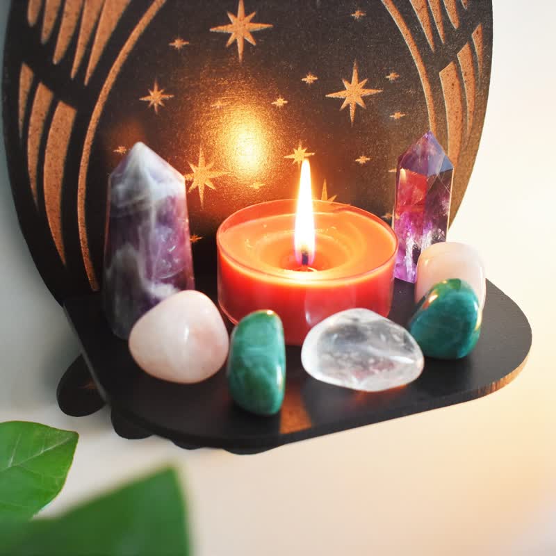 Olivenorma Celestial Owl Altar Crystal Shelf