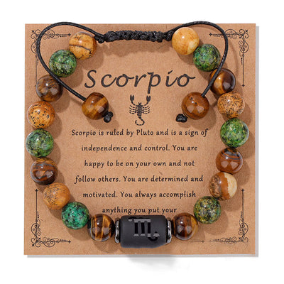 Olivenorma Natural Stone Zodiac Handwoven Bracelet