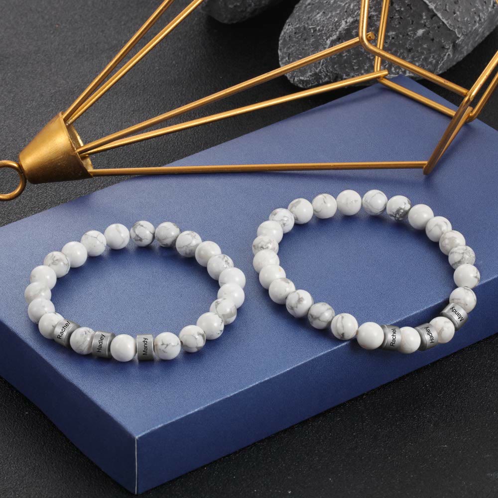 Olivenorma Natural Stone Engraving Personalized Beads Men Bracelet